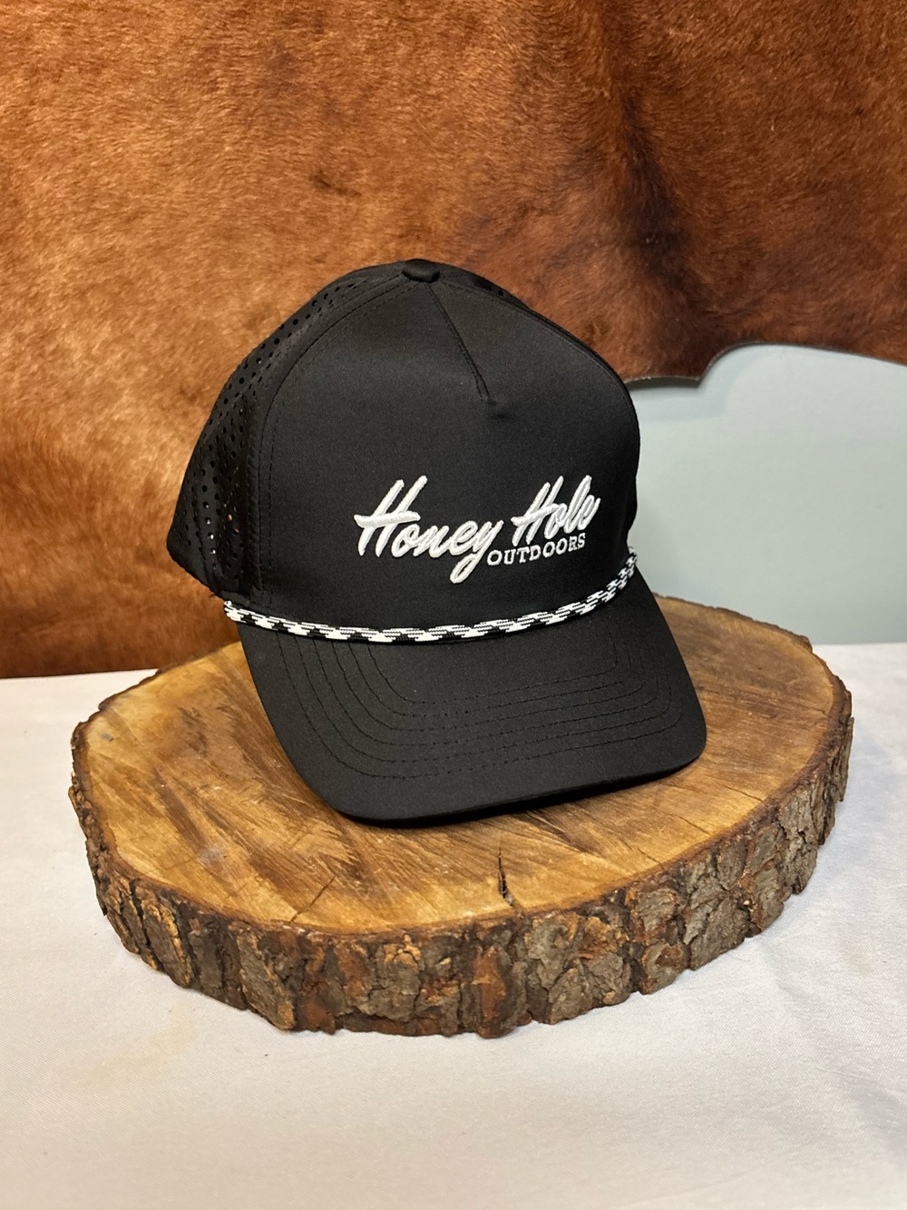 🦌 Honey Hole Outdoors Performance Rope Hat | Black Snapback | Outdoor Hunting
